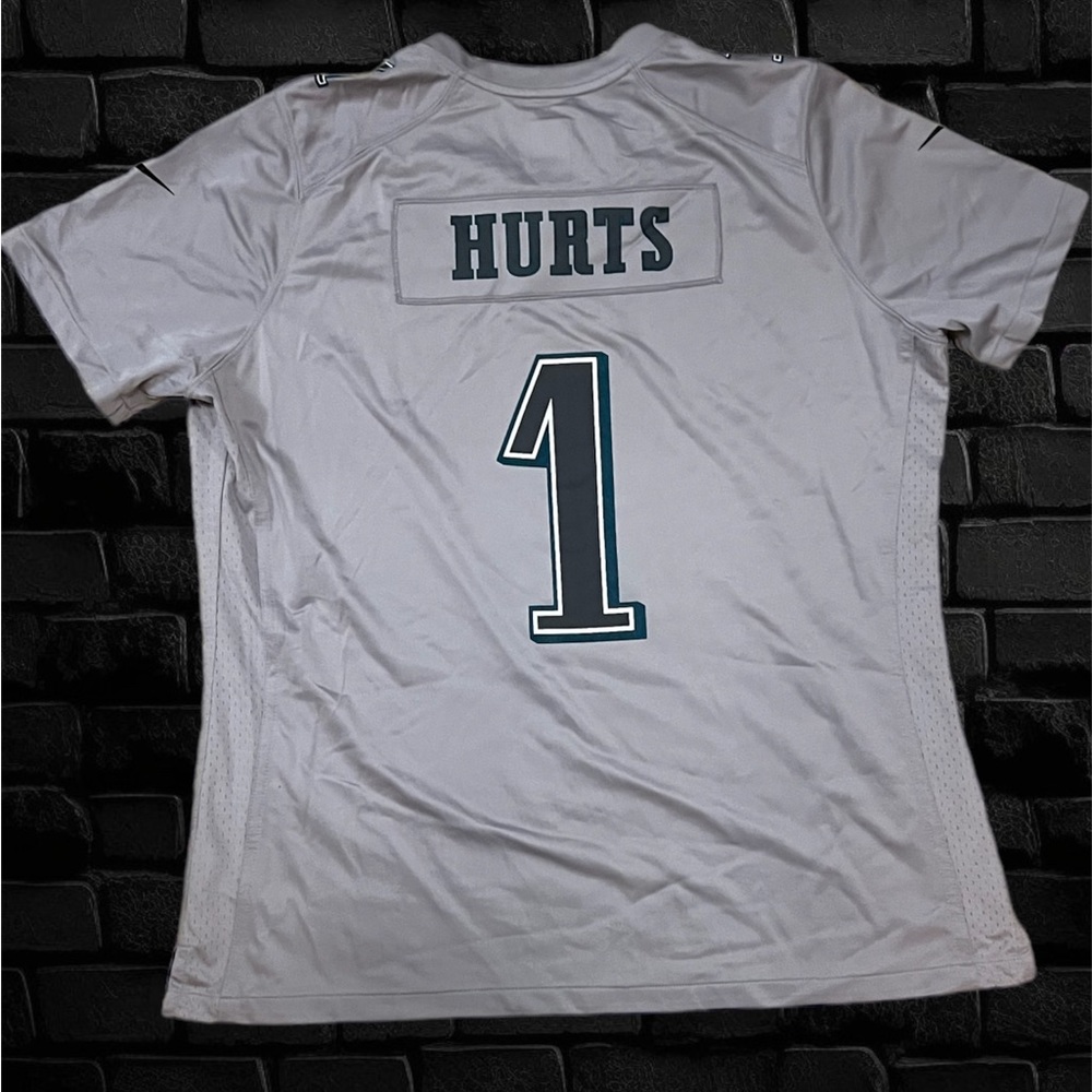 Philadelphia Eagles Jalen Hurts #1 Nike Gray Super Bowl LVII Patch Jersey